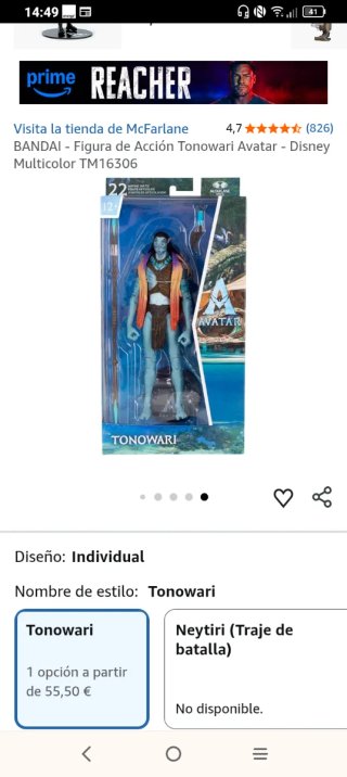 Figura McFarlane Tonowari Avatar 22 Puntos Articul