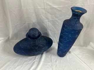 Conjunto Decorativo Vintage Azul Mármore