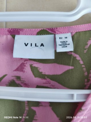 Vestido VILA verde y rosa estampado