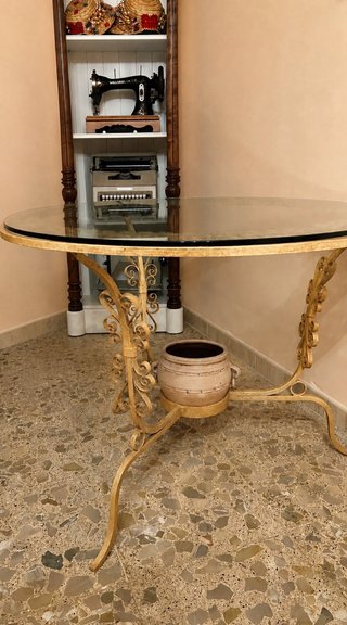 Tavolo rotondo in ferro battuto artigianale da 1m di diametro