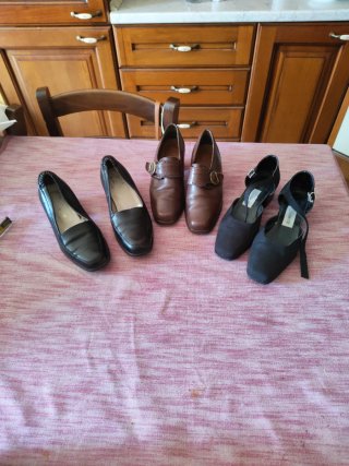 3 paia scarpe pelle donna Tg 36 retro
