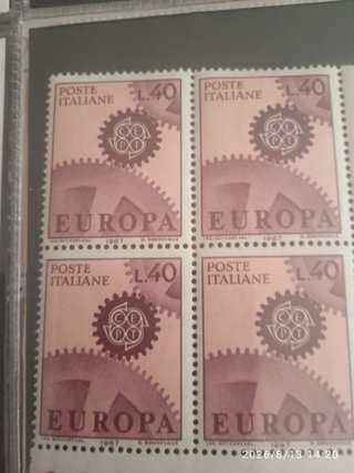 4 Francobolli Poste Italiane Europa 1967 L.40