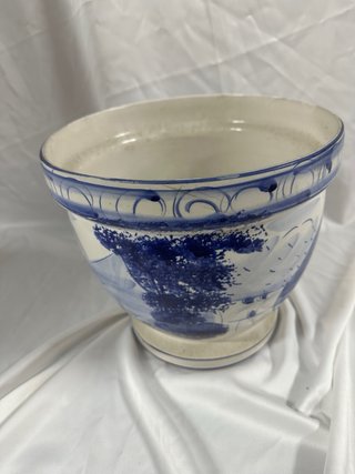 Vaso cerâmica decorativo vintage azul