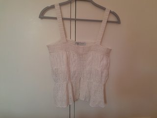Top Mango Crochet Tirantes Blanco Talla S nuevo