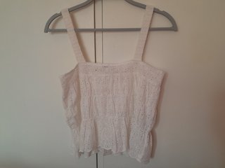 Top Mango Crochet Tirantes Blanco Talla S nuevo