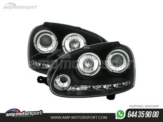 FAROS DELANTEROS OJOS DE ANGEL + LUZ DIURNA PARA VOLKSWAGEN GOLF / VARIANT / JETTA MK5