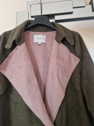 Cortefiel Chaqueta Antelina Verde/Rosa Talla M