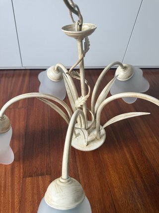 Lámpara de techo vintage de forja blanca y 5 luces