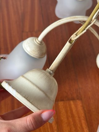 Lámpara de techo vintage de forja blanca y 5 luces