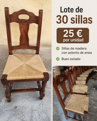 Lote 30 sillas madera asiento enea Contacta: Tel