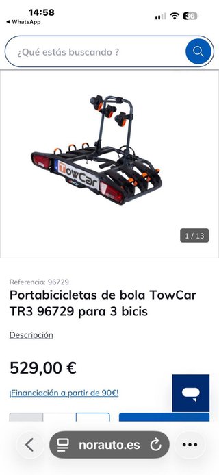 Portabicicletas TowCar TR3 96729 (3 bicis)