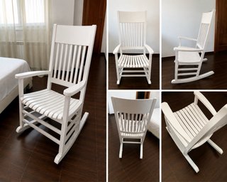 Mecedora de madera blanca estilo clásico
