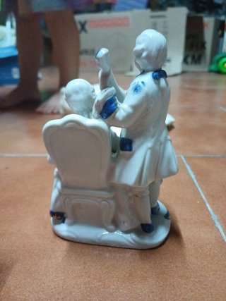 Conjunto figuras porcelana azul y blanco