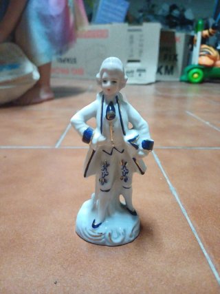 Conjunto figuras porcelana azul y blanco