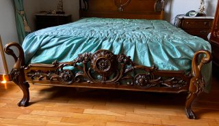 Cama antigua matrimonio madera maciza