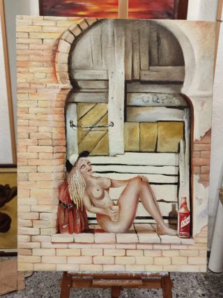 Cuadro Lienzo Mujer Playa Maleta