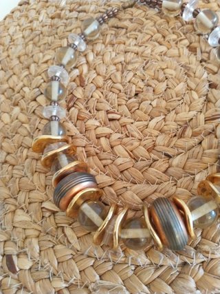 Collar Vintage Bolas Cobre y Transparentes