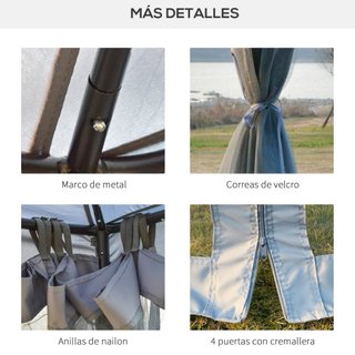 Pérgola mosquitera gris y negra
