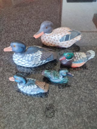 5 Patos Madera Decorativos