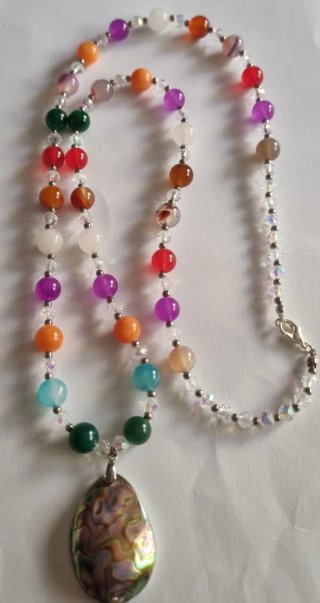 Collar piedra natural 7 chackras  hecho a mano