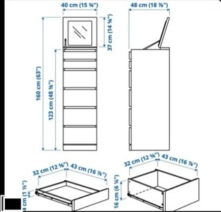 Cajonera IKEA MALM 6 cajones + espejo