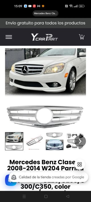 Rejilla Mercedes Benz C220 W204 Cromada