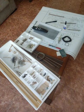 Maqueta Goleta Francesa a medio construir