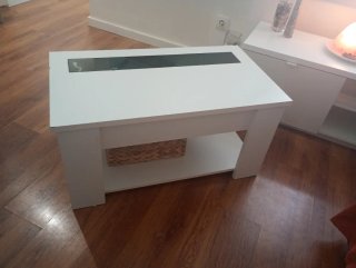 Mesa de centro 2 alturas cristal y madera