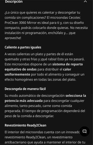 Microondas Cecotec ProClean 3060 Mirror 700W