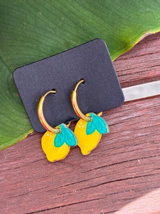 Pendientes aro inox limones