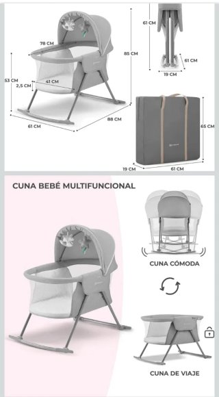 PACK Cuna Bebé Multifuncional Gris