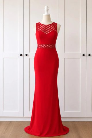 Vestido largo fiesta rojo