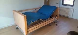 Cama geriátrica articulada con carro elevable