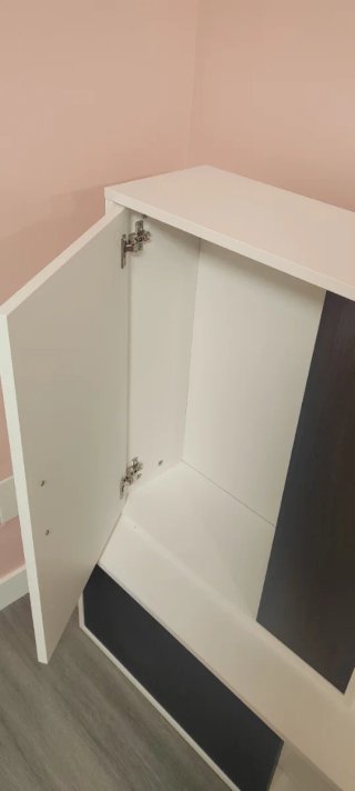 Mueble TV salón blanco liso y gris antracita