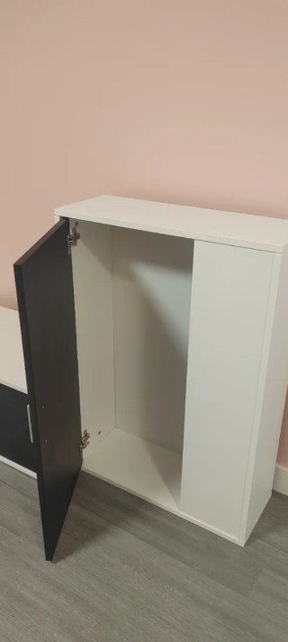 Mueble TV salón blanco liso y gris antracita