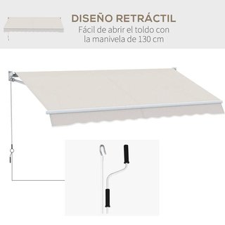 Toldo Pared Manual 200x250 UV50+ Manivela Crema