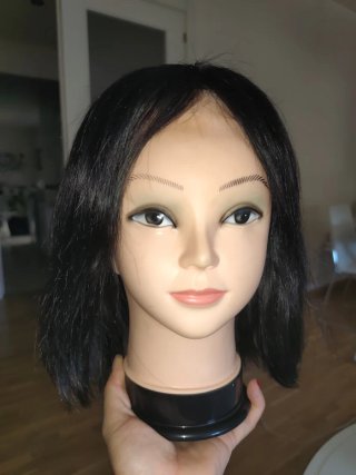 Peluca cabello humano corto negro