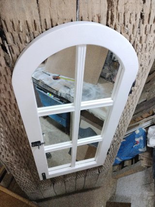 Espejo Ventana Blanco Desgastado