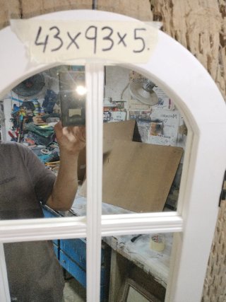 Espejo Ventana Blanco Desgastado