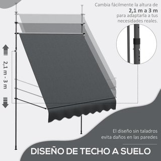 Toldo Manual Retráctil 200x120cm Ajustable Gris