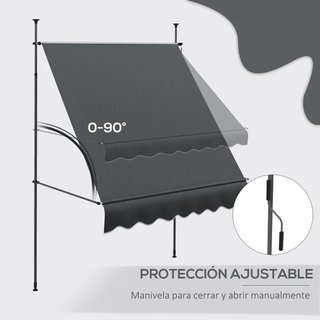 Toldo Manual Retráctil 200x120cm Ajustable Gris