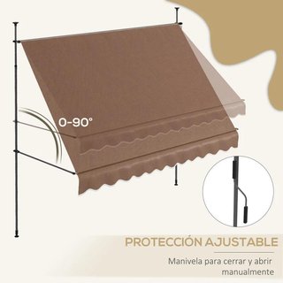 Toldo Manual Retráctil 300x120cm Ajustable Café
