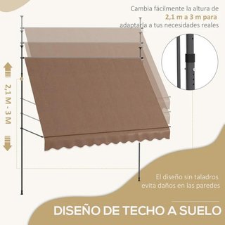Toldo Manual Retráctil 300x120cm Ajustable Café