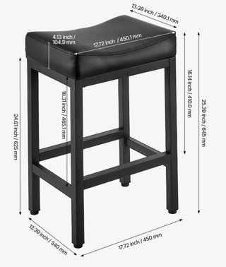 Set 2 Taburetes Bar Vevor Negros PU 62cm