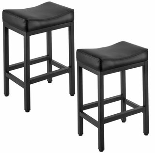 Set 2 Taburetes Bar Vevor Negros PU 62cm