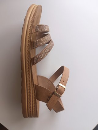 Sandalias niña talla 38 brillantes marrones