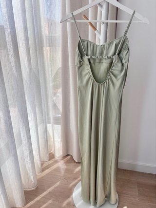 Vestido Zara verde seda XS