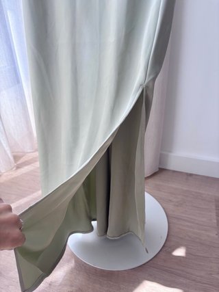 Vestido Zara verde seda XS