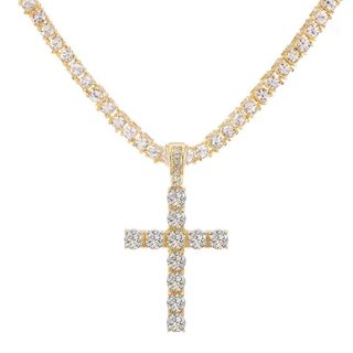 Colgante CRUZ JESÚS Oro 18K + Cadena Regalo