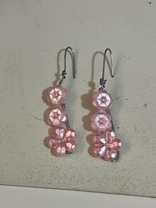 Pendientes Flores Rosas Hechos a Mano